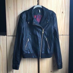 Free People black faux leather moto jacket